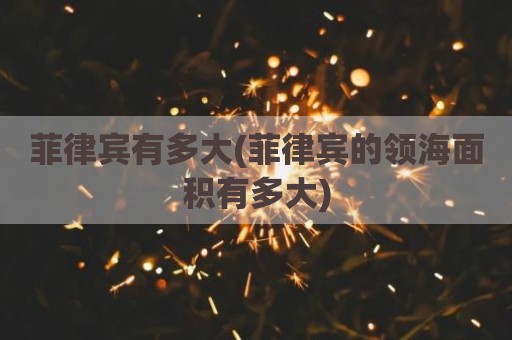 菲律宾有多大(菲律宾的领海面积有多大)