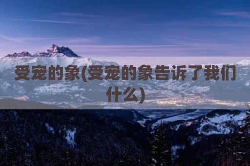 受宠的象(受宠的象告诉了我们什么)