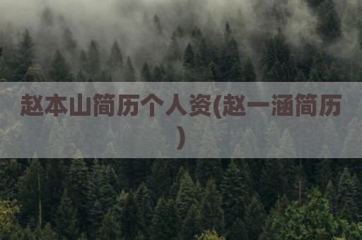 赵本山简历个人资(赵一涵简历)
