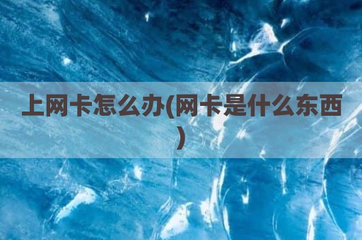 上网卡怎么办(网卡是什么东西)