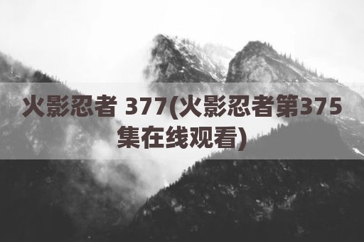 火影忍者 377(火影忍者第375集在线观看)