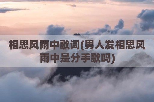 相思风雨中歌词(男人发相思风雨中是分手歌吗)