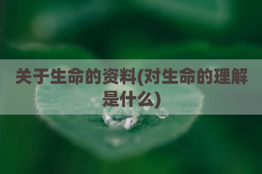 关于生命的资料(对生命的理解是什么)