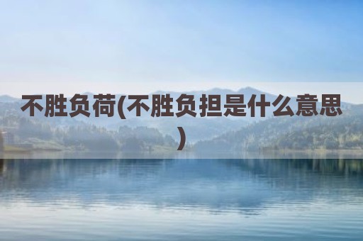 不胜负荷(不胜负担是什么意思)