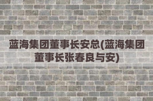 蓝海集团董事长安总(蓝海集团董事长张春良与安)