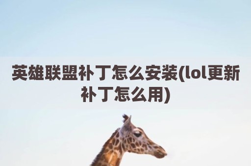 英雄联盟补丁怎么安装(lol更新补丁怎么用)