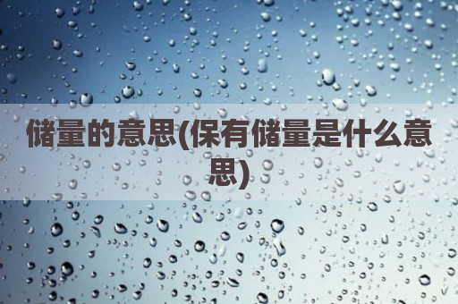 储量的意思(保有储量是什么意思)