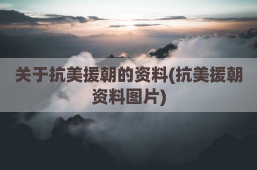 关于抗美援朝的资料(抗美援朝资料图片)