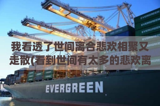 我看透了世间离合悲欢相聚又走散(看到世间有太多的悲欢离合是什么歌)