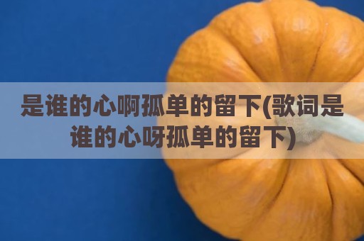 是谁的心啊孤单的留下(歌词是谁的心呀孤单的留下)