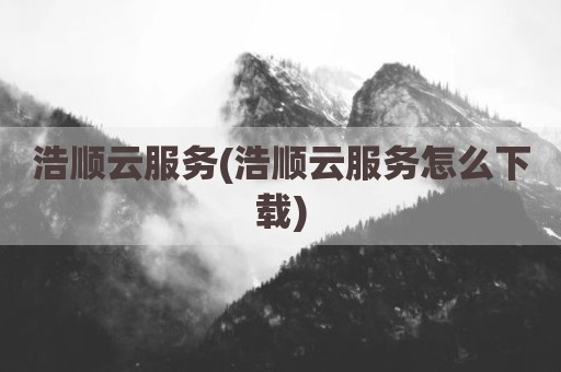 浩顺云服务(浩顺云服务怎么下载)