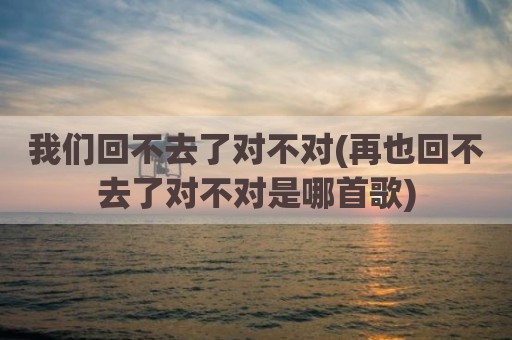 我们回不去了对不对(再也回不去了对不对是哪首歌)
