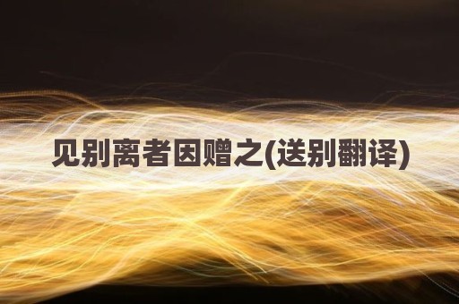 见别离者因赠之(送别翻译)