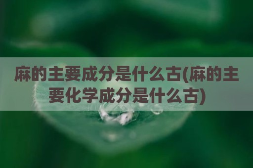 麻的主要成分是什么古(麻的主要化学成分是什么古)