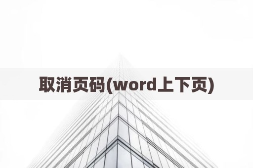 取消页码(word上下页)