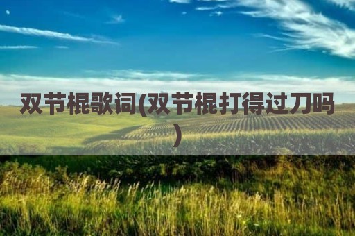 双节棍歌词(双节棍打得过刀吗)