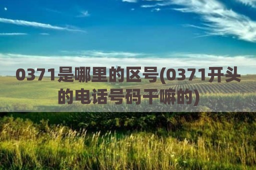 0371是哪里的区号(0371开头的电话号码干嘛的)
