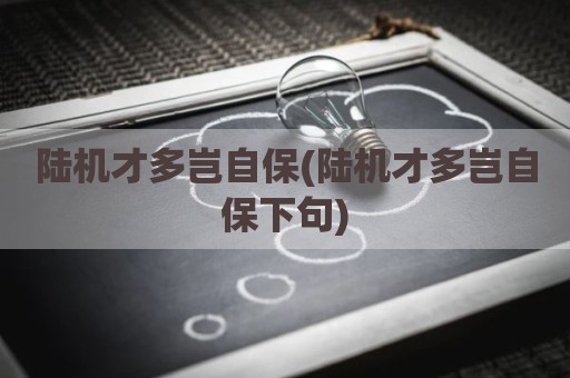 陆机才多岂自保(陆机才多岂自保下句)