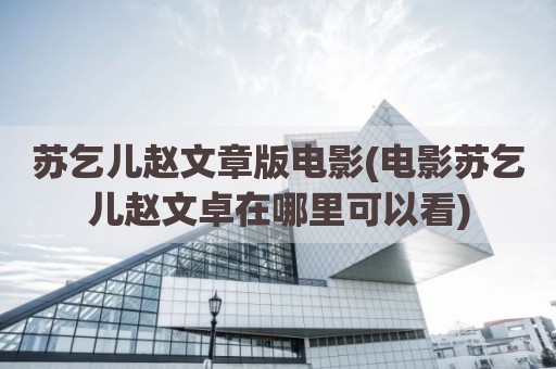 苏乞儿赵文章版电影(电影苏乞儿赵文卓在哪里可以看)