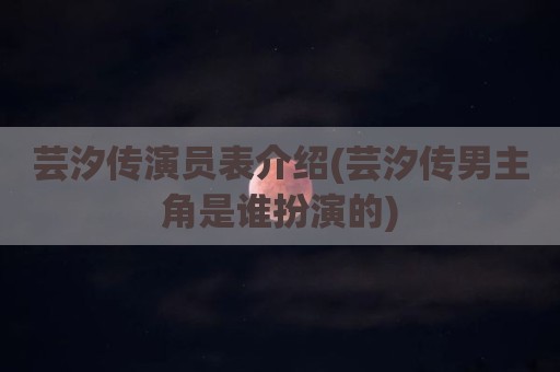 芸汐传演员表介绍(芸汐传男主角是谁扮演的)