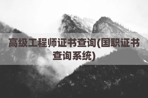 高级工程师证书查询(国职证书查询系统)