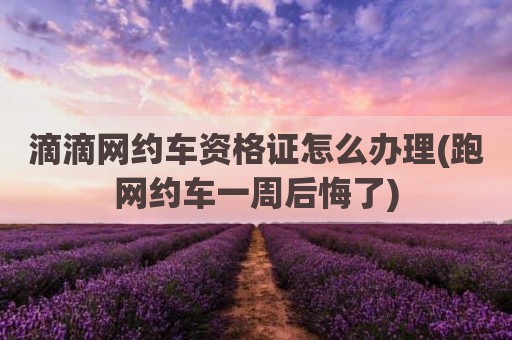 滴滴网约车资格证怎么办理(跑网约车一周后悔了)