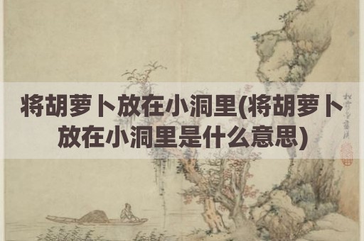 将胡萝卜放在小洞里(将胡萝卜放在小洞里是什么意思)