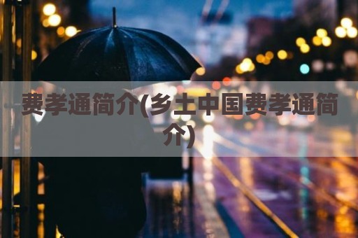 费孝通简介(乡土中国费孝通简介)