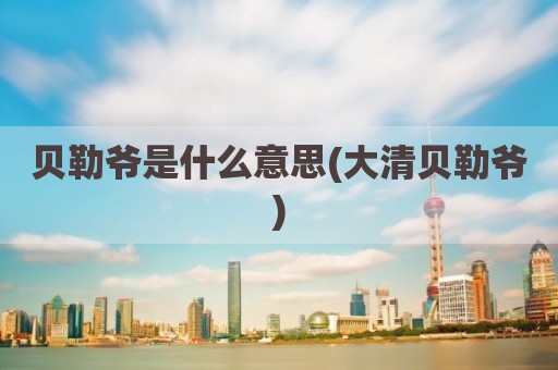 贝勒爷是什么意思(大清贝勒爷)