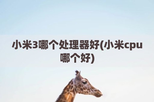 小米3哪个处理器好(小米cpu哪个好)