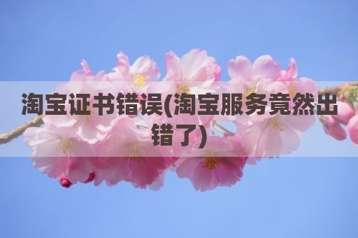 淘宝证书错误(淘宝服务竟然出错了)