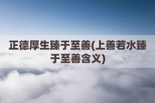 正德厚生臻于至善(上善若水臻于至善含义)