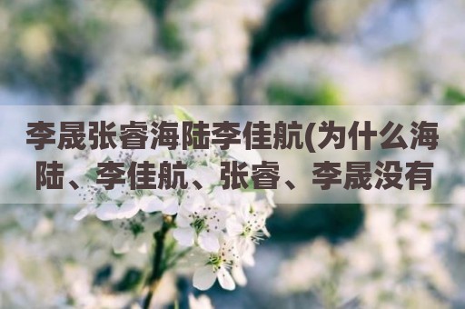 李晟张睿海陆李佳航(为什么海陆、李佳航、张睿、李晟没有最新消息)