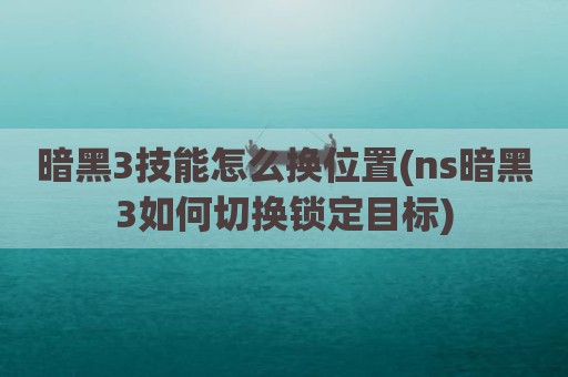 暗黑3技能怎么换位置(ns暗黑3如何切换锁定目标)