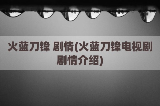 火蓝刀锋 剧情(火蓝刀锋电视剧剧情介绍)
