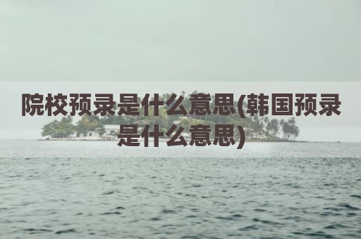 院校预录是什么意思(韩国预录是什么意思)