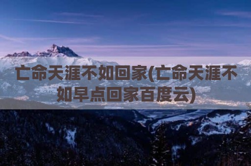 亡命天涯不如回家(亡命天涯不如早点回家百度云)