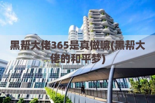 黑帮大佬365是真做嘛(黑帮大佬的和平梦)