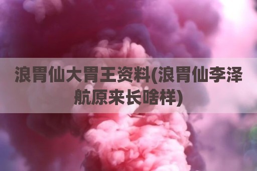 浪胃仙大胃王资料(浪胃仙李泽航原来长啥样)