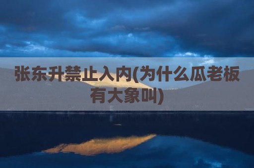 张东升禁止入内(为什么瓜老板有大象叫)