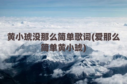 黄小琥没那么简单歌词(爱那么简单黄小琥)