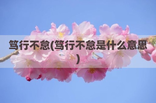 笃行不怠(笃行不怠是什么意思)