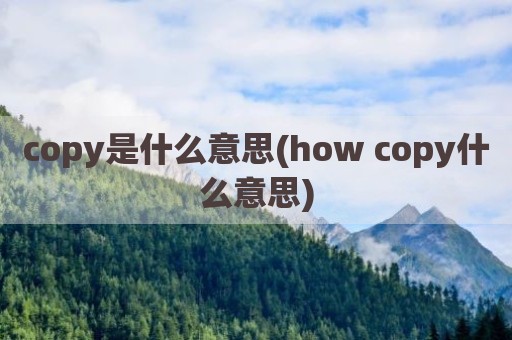 copy是什么意思(how copy什么意思)