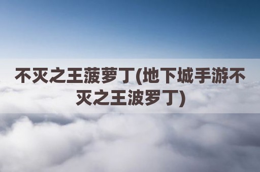 不灭之王菠萝丁(地下城手游不灭之王波罗丁)