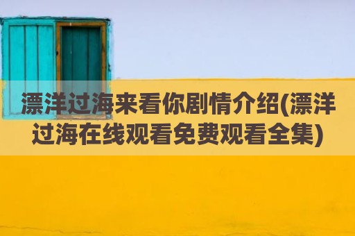 漂洋过海来看你剧情介绍(漂洋过海在线观看免费观看全集)