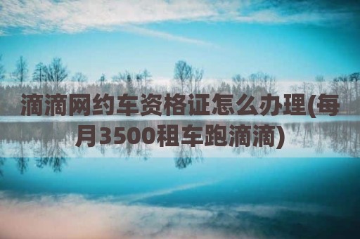 滴滴网约车资格证怎么办理(每月3500租车跑滴滴)