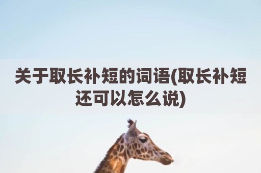 关于取长补短的词语(取长补短还可以怎么说)