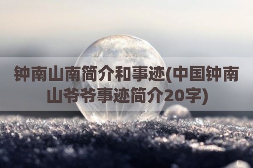 钟南山南简介和事迹(中国钟南山爷爷事迹简介20字)
