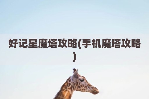 好记星魔塔攻略(手机魔塔攻略)