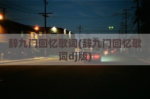辞九门回忆歌词(辞九门回忆歌词dj版)